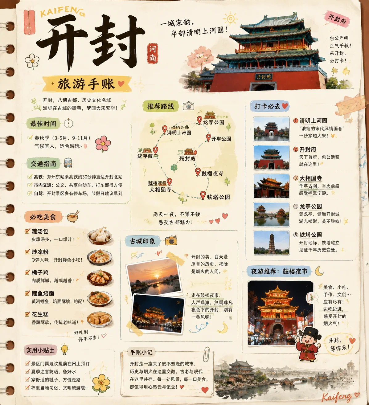 开封城市主题旅游视觉手账设计